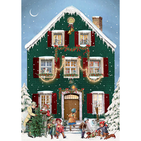 Victorian Trading Co Home For Christmas Book Style Advent Calendar w/ Doors 