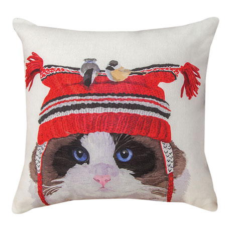 Winter Hat Cat Pillow