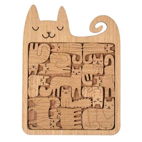 Happy Cats Wooden Puzzle Tea Tray