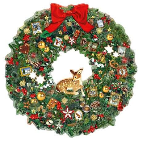 Festive Wildlife Wreath Advent Calendar Oversized Card