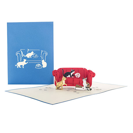 Cats on a Sofa Pop-Up Card