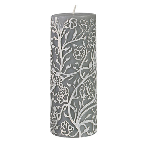 Nightingale Relief Pillar Candle - Silver