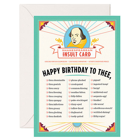 Shakespearean Insults Cards - Happy Birthday to Thee