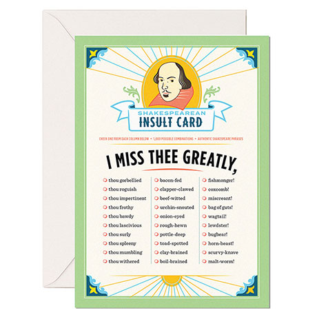 Shakespearean Insults Cards - I Miss Thee Greatly