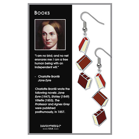 Dangling Book Earrings - Red