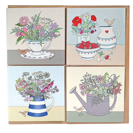 Flower Cups Note Cards