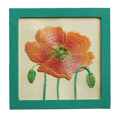 Framed Embroidered Flower Birthday Card