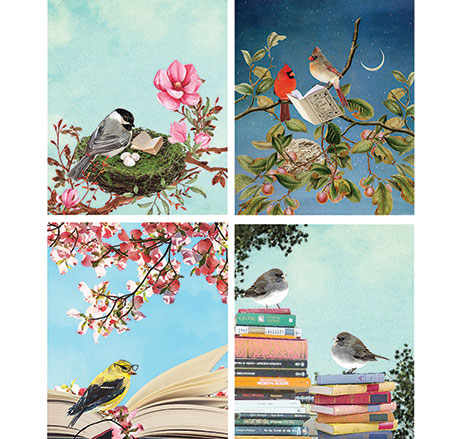 Reading Birds Note Cards