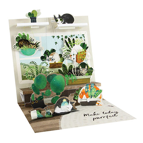 Cats in Plants Pop-Up Card