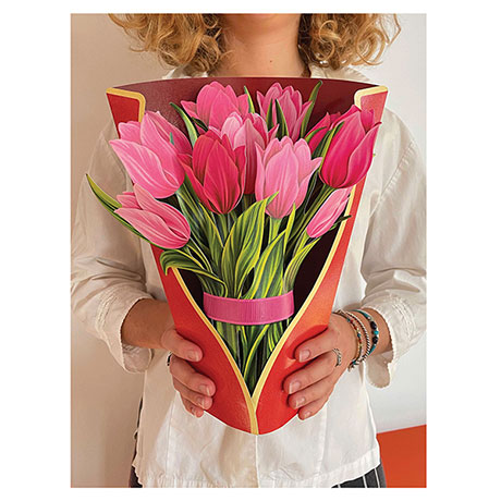 Pink Tulips Pop-Up Bouquet Card
