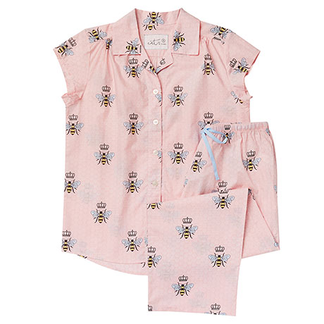 Queen Bee Capri Pajama Set: Pink 