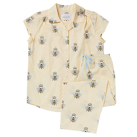 Queen Bee Capri Pajama Set: Yellow 