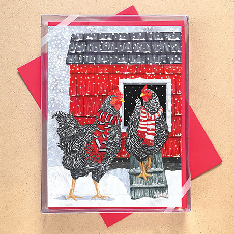 Holiday Chickens Note Card Set 