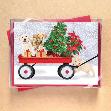 Holiday Wagon Note Cards: Puppy