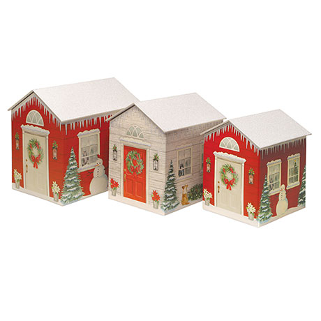 Snowy Christmas House Nesting Boxes