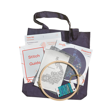 Peacock Tote Bag Embroidery Kit