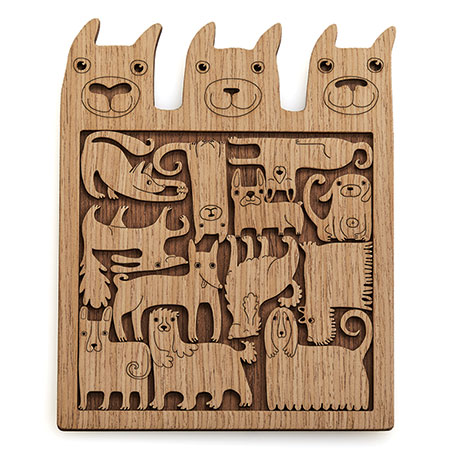 Happy Dogs Wooden Puzzle Tea Tray