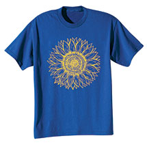 Alternate Image 1 for Sunflower Drawing on Royal T-Shirt or Sweatshirt