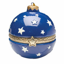 Alternate image for Porcelain Surprise Ornament - Blue Stars Sphere