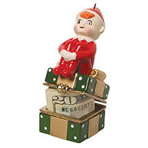 Alternate image for Porcelain Surprise Ornament - Elf on Presents