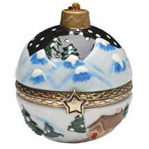 Porcelain Surprise Ornament - Winter Night Sphere