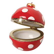 Alternate image for Porcelain Surprise Ornament - White Dots on Red Sphere
