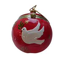 Porcelain Surprise Ornament - Round Dove