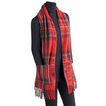 Alternate image for Scottish Tartan Plaid Wool Pocket Scarf - Royal Stuart