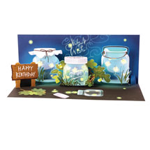 Fireflies Light-Up Pop-Up Birthday Greeting Card