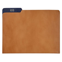 Personalized Leather File Folder - Tan