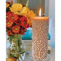 Alternate Image 1 for Nightingale Relief Pillar Candle - Red