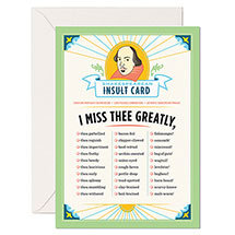 Shakespearean Insults Cards - I Miss Thee Greatly