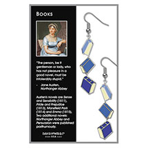 Alternate Image 1 for Dangling Book Earrings - Blue