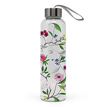 Glass Water Bottle: Flower Power