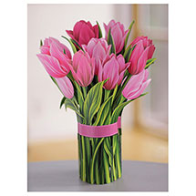 Alternate Image 2 for Pink Tulips Pop-Up Bouquet Card