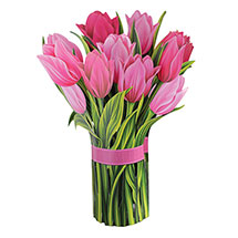 Alternate image for Pink Tulips Pop-Up Bouquet Card