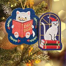 Alternate Image 2 for Felt Cat Ornaments: Cat on Books