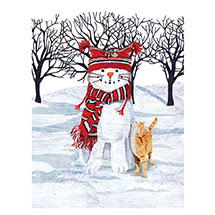 Alternate Image 1 for Cat Snowman Cards