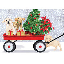Alternate Image 1 for Holiday Wagon Note Cards: Puppy