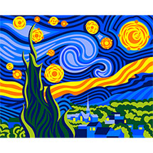 Alternate Image 3 for Vincent van Gogh: The Starry Night Paint by Numbers Kit