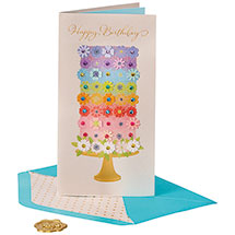 Alternate Image 1 for Tiered Flower Cake Birthday Card